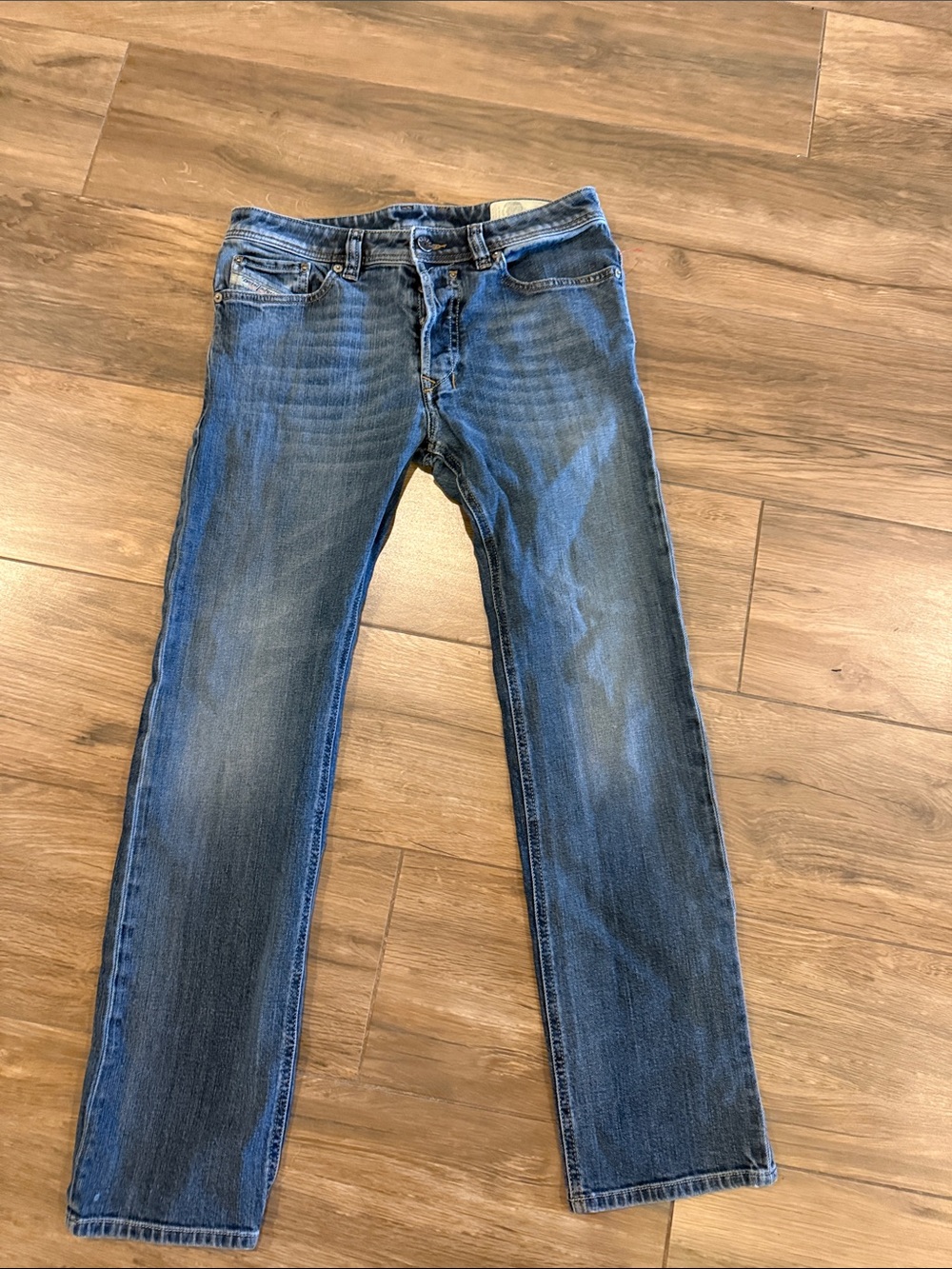 Diesel Slim Straight Men's Jeans in Medium Blue Wash